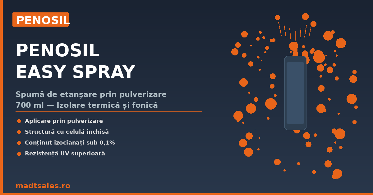 Penosil EasySpray – Spuma de Etanșare prin Pulverizare pentru Izolație Termică și Fonică Profesională