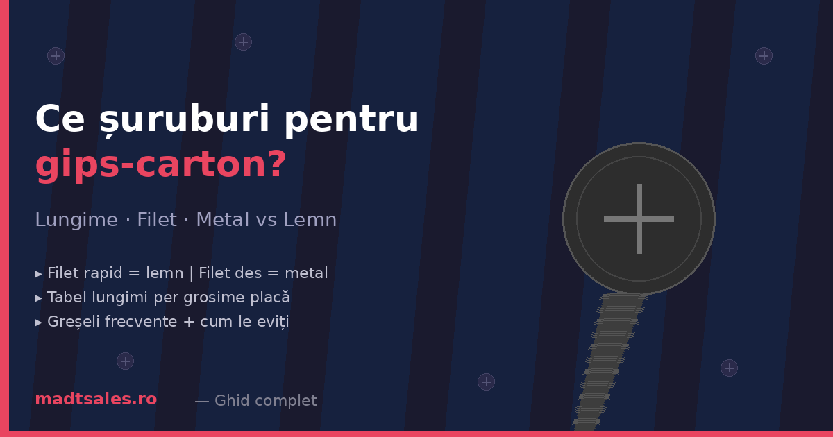 Ce șuruburi pentru gips-carton: lungime, filet, metal vs lemn