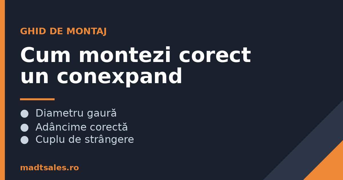 Ghid montaj conexpand corect: diametru gaură, adâncime și cuplu de strângere pe perete de beton